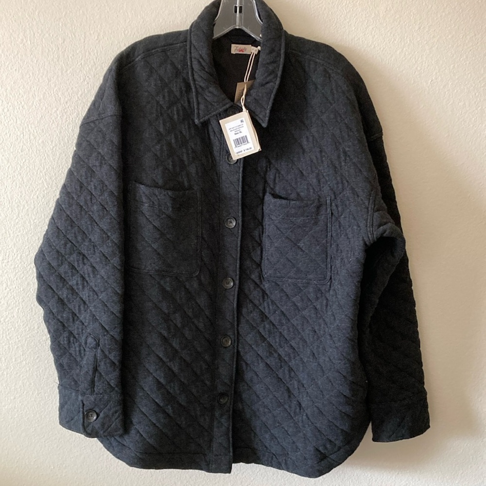 Faherty Epic Quilt Shirt Jacket Black Heather